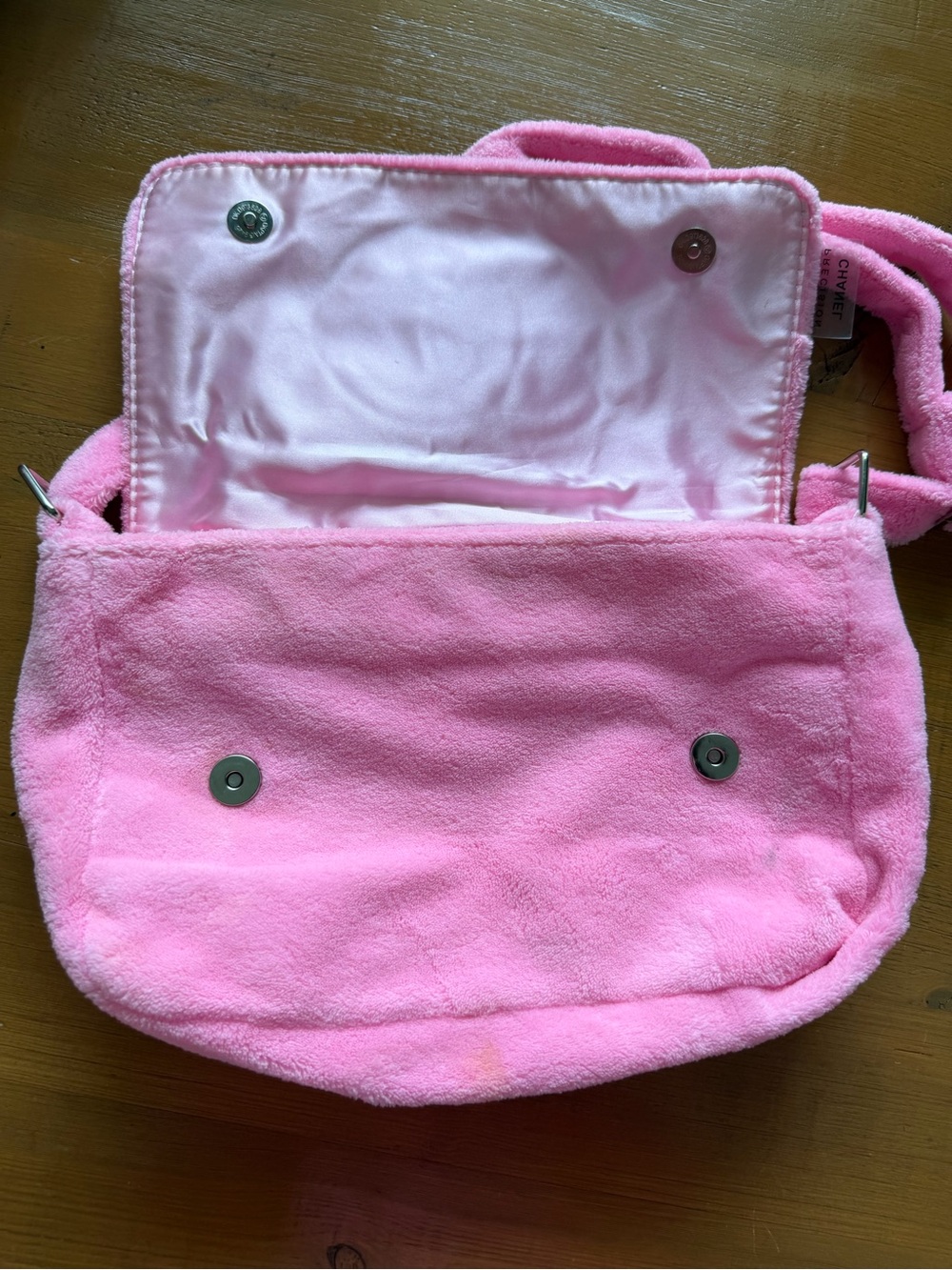 Chanel Precision Beauty Fluffy Pink Terry Cloth Crossbody Satchel - Picture 8 of 15